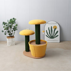 CATIO 2-Level Yellow Mushroom Cat Scratching Tree