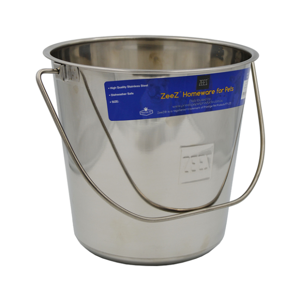 Zeez Stainless Steel Round Bucket Pail: Ultimate Durability for Pet Care