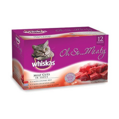 WHISKAS WET SO MEATY MVMS 85G 1X12PK