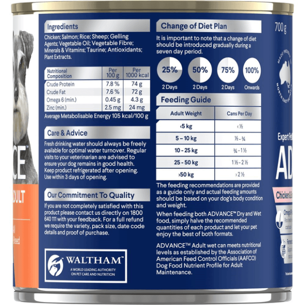 ADVANCE Adult Chicken Salmon And Rice Wet Dog Food Cans