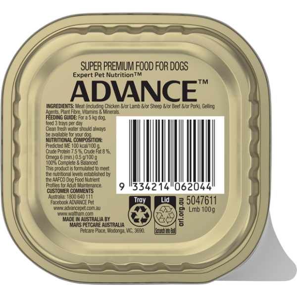 ADVANCE Adult Single Serve Lamb Wet Dog Food Trays