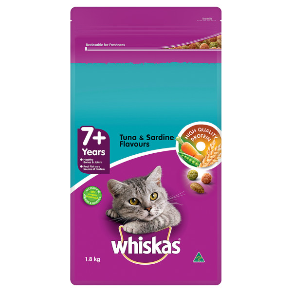 WHISKAS DRY 7+ TUNA AND SARDINE 1.8KG