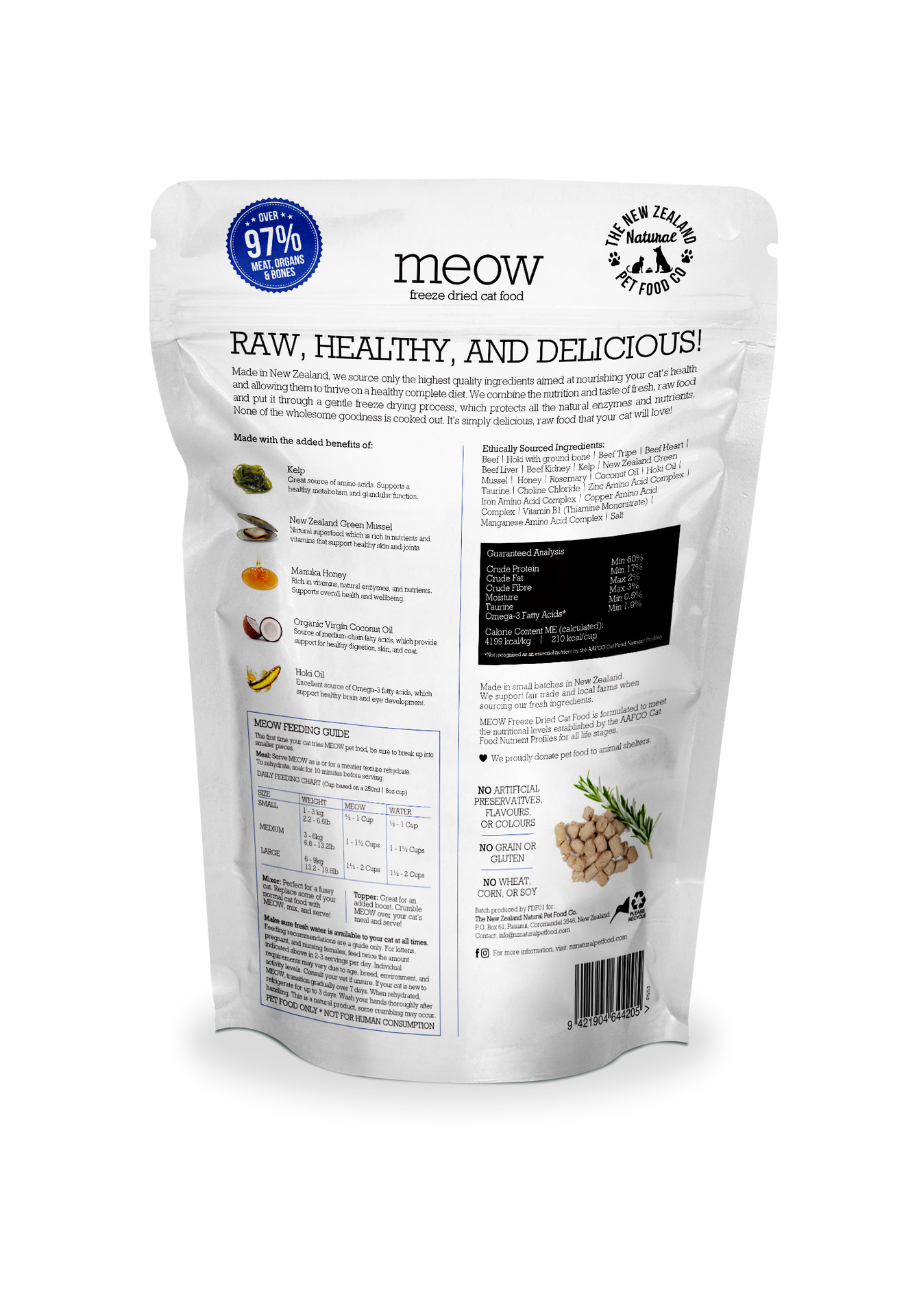 Meow Freeze Dried Cat Food Beef & Hoki 280gm