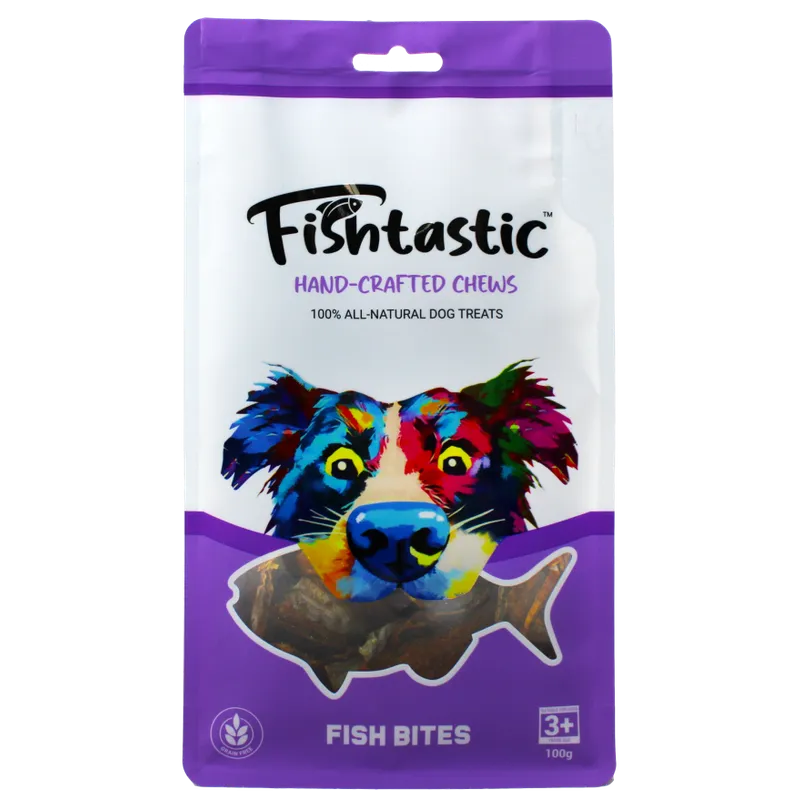 FISHTASTIC FISH BITES - HAND CRAFTED CHEWS 100G