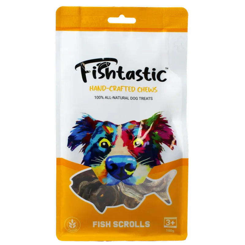 FISHTASTIC FISH SCROLLS - HAND CRAFTED CHEWS 100G