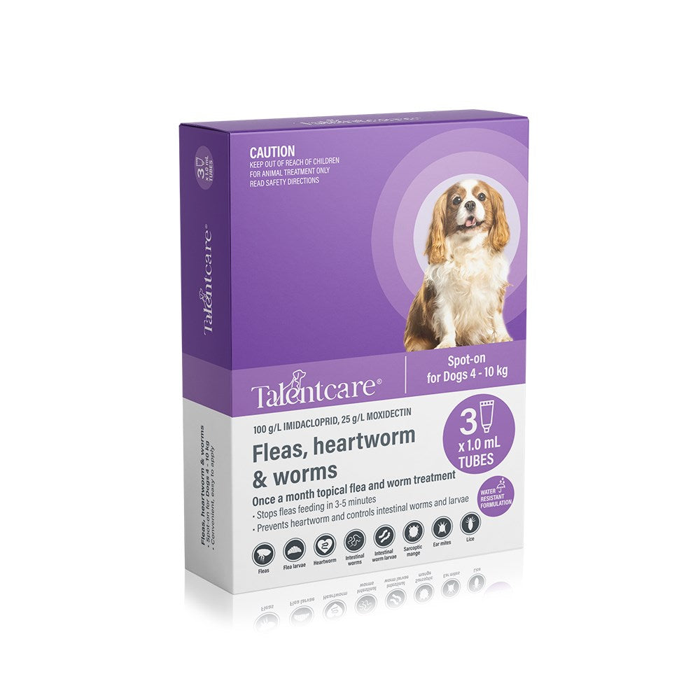 TALENTCARE Flea And Worming Spot-on For Dogs 4-10Kg 1ml x 3Tubes