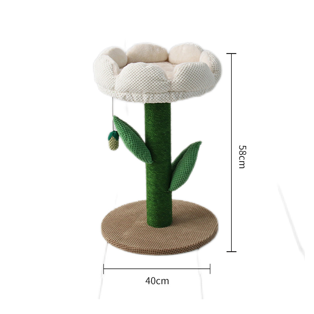 CATIO White Camelia Flower Cat Scratching Tree