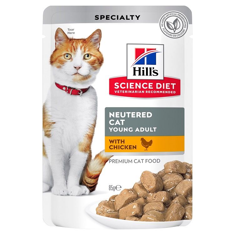 Hills Cat Adult Neutered Pouches 85g 12pk (2 Flavour)