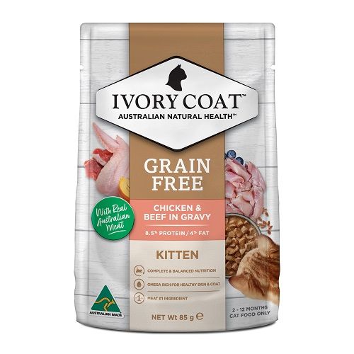 Ivory Coat Kitten Chicken & Beef 85g 12-Pack