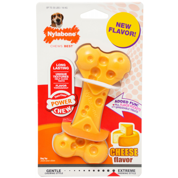 Nylabone Power Dura Chew Cheese Bone Wolf Medium Toy For Dogs Up To 16kg