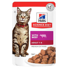 Hills Cat Adult Beef Pouches 85g 12pk - Furbabies Online