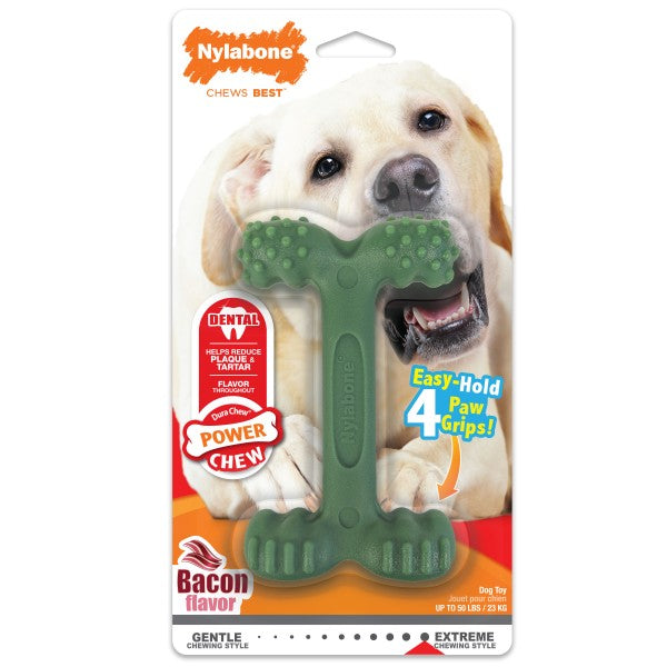 Nylabone Power Chew Easy-Hold Dog Dental Chew Toy Bacon