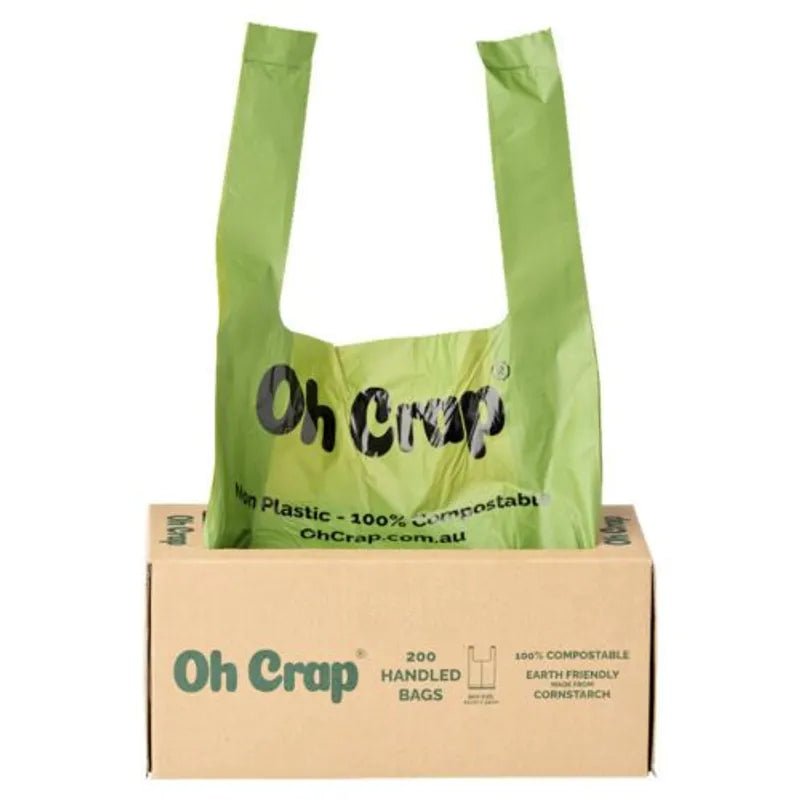 OH CRAP COMPOSTABLE HANDLED DOG POOP BAGS (200 BAGS) - Furbabies Online