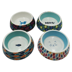 Simply Cat DOUBLE WALL PRINTED PATTERN MELAMINE CAT BOWL (CARTON OF 48) - Furbabies Online