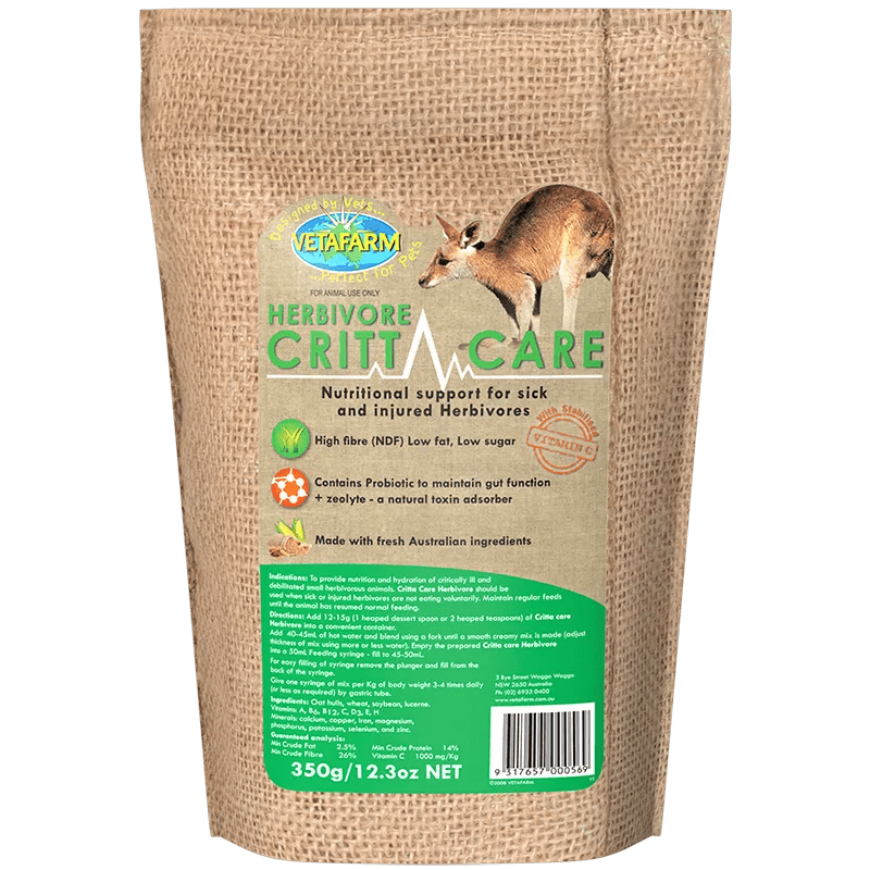 VETAFARM HERBIVORE CRITTACARE 350G - Furbabies Online