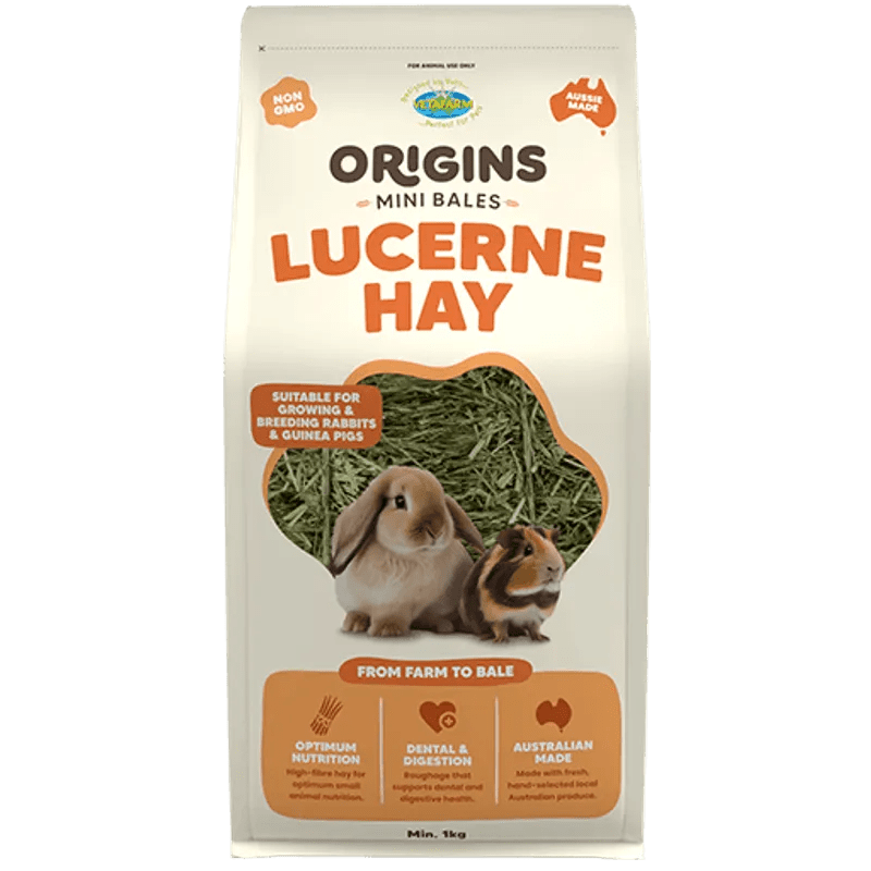 VETAFARM ORIGINS MINI BALE LUCERNE HAY 1KG - Furbabies Online